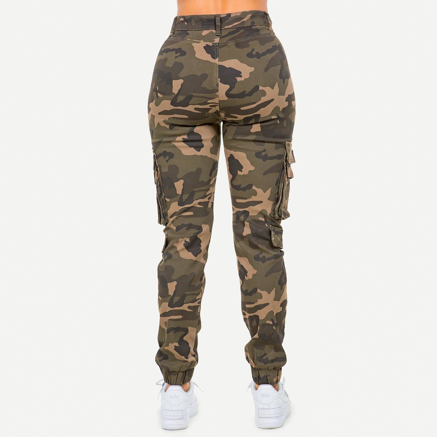 HIGH WAIST CAMO CARGO JOGGERS WITH POCKETS